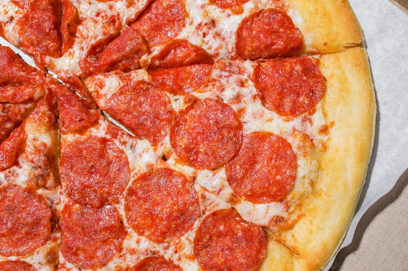 Dions Pepperoni Pizza loaded with toppings